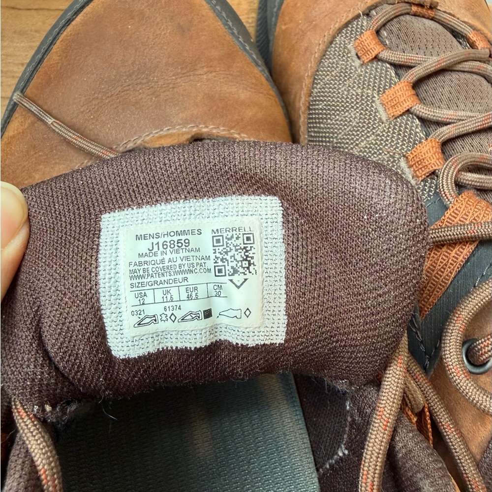 Merrell Men's Zion Brown Leather Trail Shoes Vibram Size 12 EUC - Picture 9 of 9
